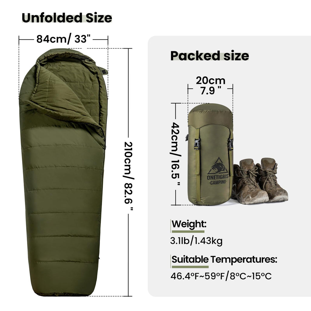 Onetigris Bushcrafter? Sleeping Bags, Mummy Sleeping Bag For Camping Hiking Backpacking, Survival Gear
