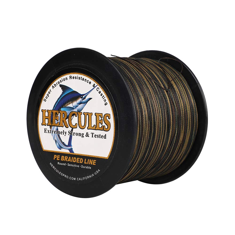 Hercules Braided Fishing Line 1500M 1640Yds 10Lbs-200Lbs Pe Superline 8 Strands (Camouflage 80Lb/36.3Kg 0.48Mm)