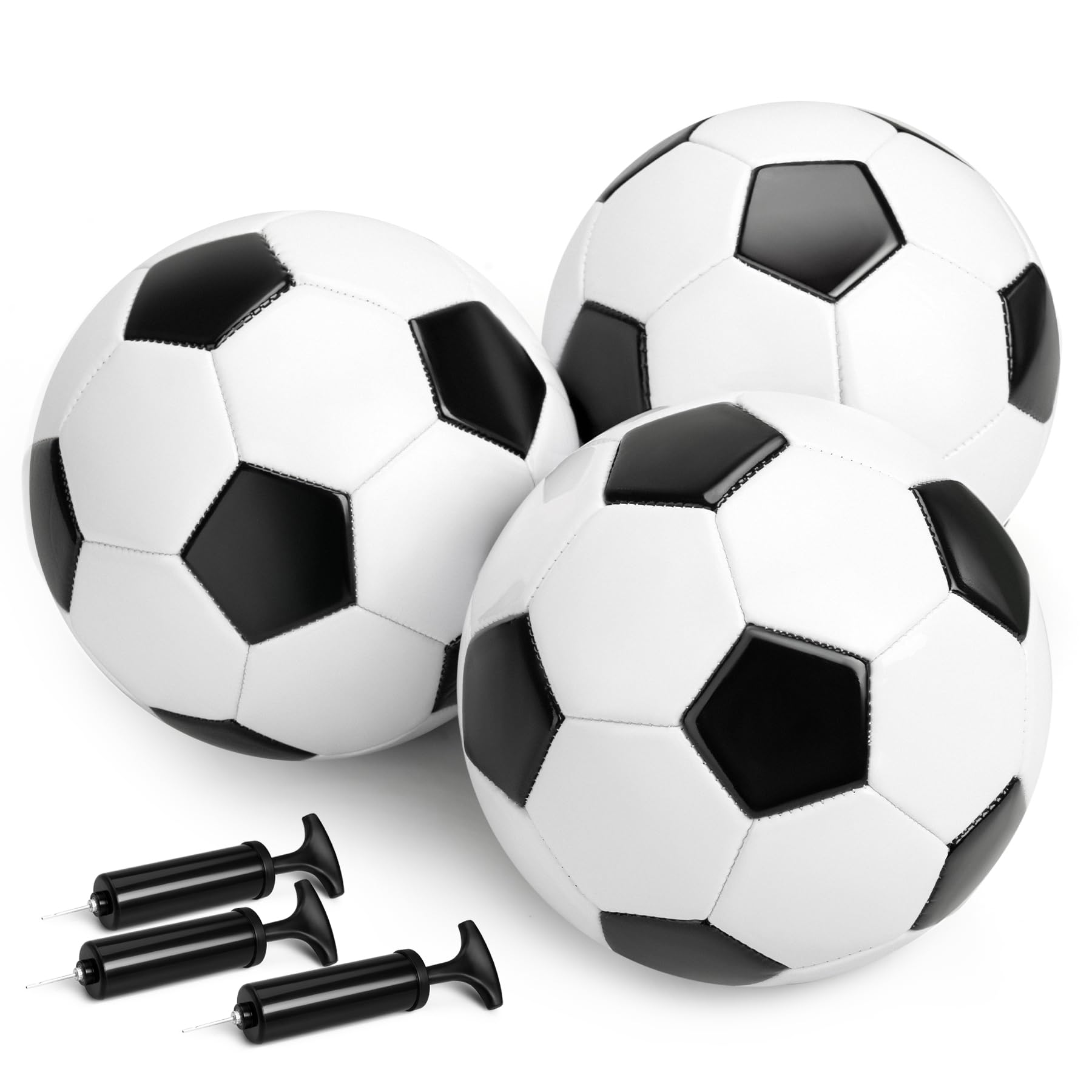 Innotoys Soccer Balls Size 5 with Pumps - Set of 3 Soccers and 3 Pumps - Official Size and Weight - Safe Soft Cover and Long-Las