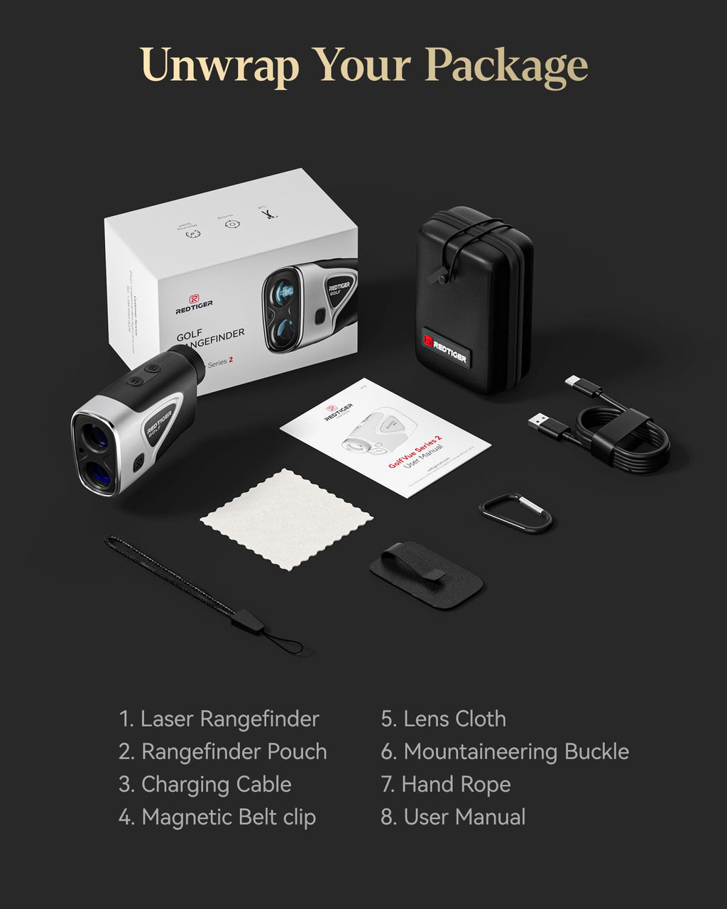 REDTIGER Range Finder Golf, 1200 Yards Golf Rangefinder with Slope, Light-Adaptive Display, 7X Magnification, Flag Lock Vibratio