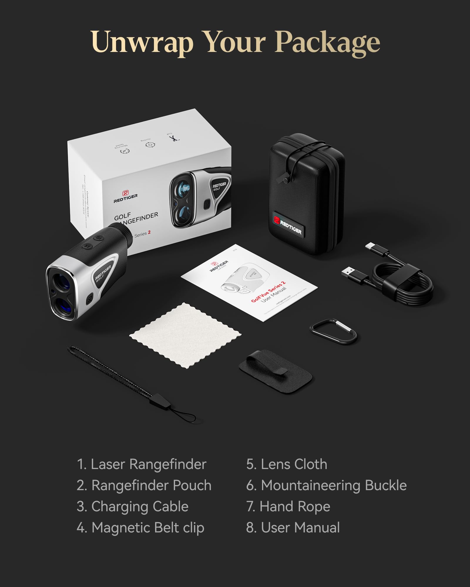 REDTIGER Range Finder Golf, 1200 Yards Golf Rangefinder with Slope, Light-Adaptive Display, 7X Magnification, Flag Lock Vibratio