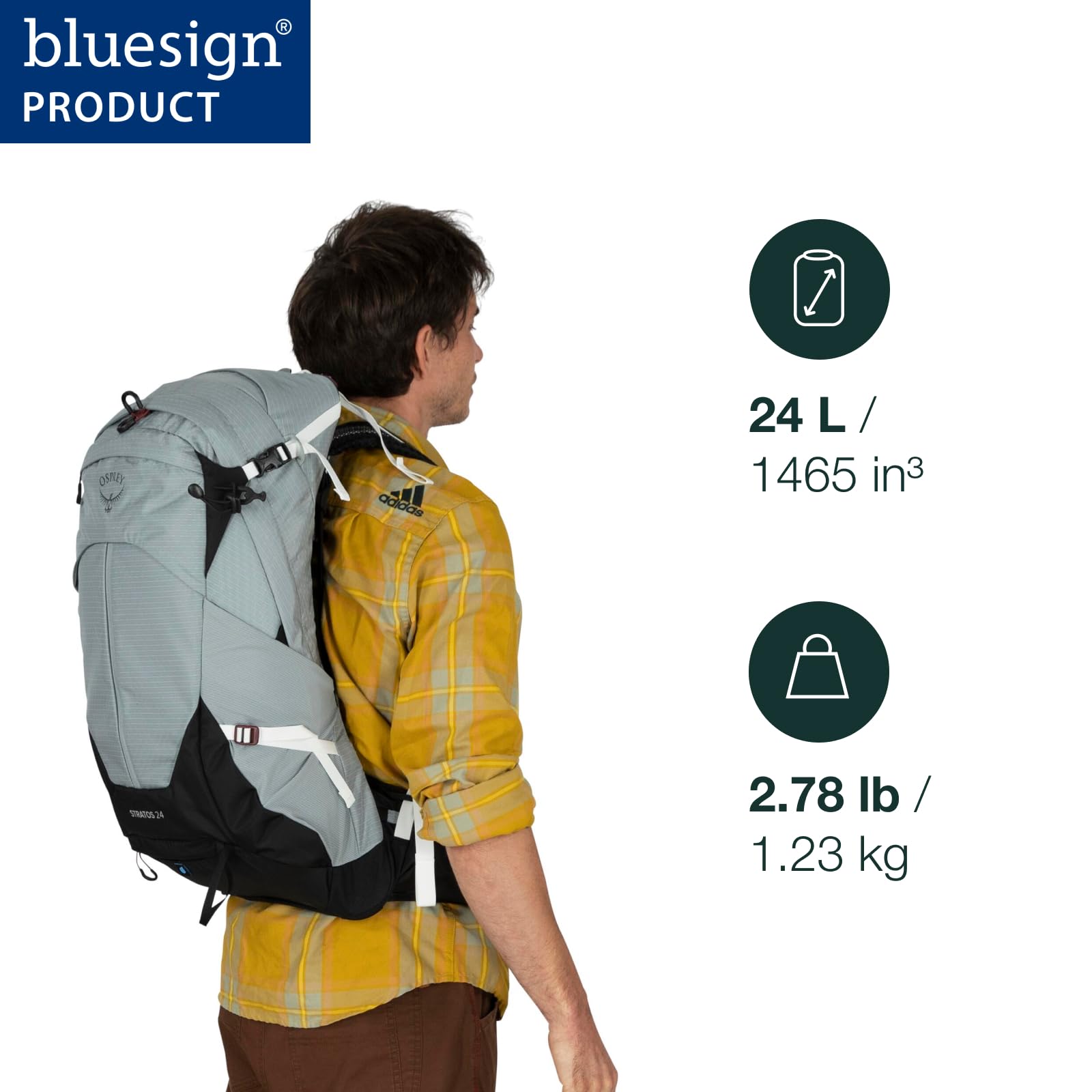 Osprey Stratos 24L Mens Hiking Backpack, Cetacean Blue, One Size