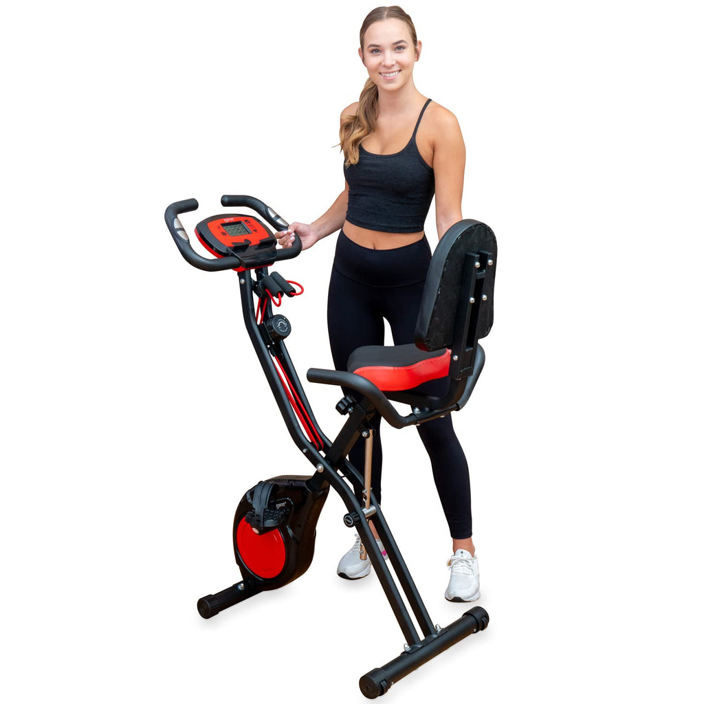 Yyfitt 3-In-1 Folding Exercise Bike, Stationary Bikes For Home With Arm Workout Bands, Indoor Fitness Bike With 16 Levels Magnet
