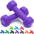 Set Of 2 Neoprene Dumbbell Hand Weights, Anti-Slip, Anti-Roll, Purple (Neoprene Dumbbells)