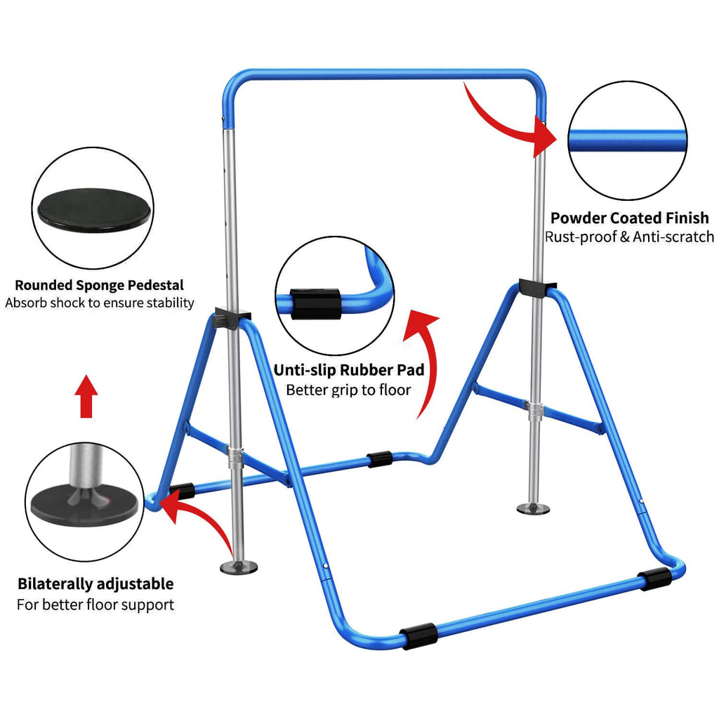 Tepemccu Expandable Gymnastics Bars,Adjustable Height Gymnastic Horizontal Bars,Junior Training Bar Children Folding Training Mo
