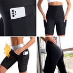 Sauna Sweat Suit Weight Loss Shapewear Shorts Pockets Waist Trainer Body Shaper Sweatsuit Exercise Fitness Gym Women Girls