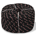 Vidaxl Black Polypropylene Marine Rope, 0.47'' Thickness, 1968.5'' Length, Floating And Weatherproof, Ideal For Sailing, Dock Li