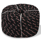 Vidaxl Black Polypropylene Marine Rope, 0.47'' Thickness, 1968.5'' Length, Floating And Weatherproof, Ideal For Sailing, Dock Li