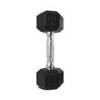 CAP Barbell 65 LB Rubber Coated Hex Dumbbell Hand Weight - Single | Chrome Handle