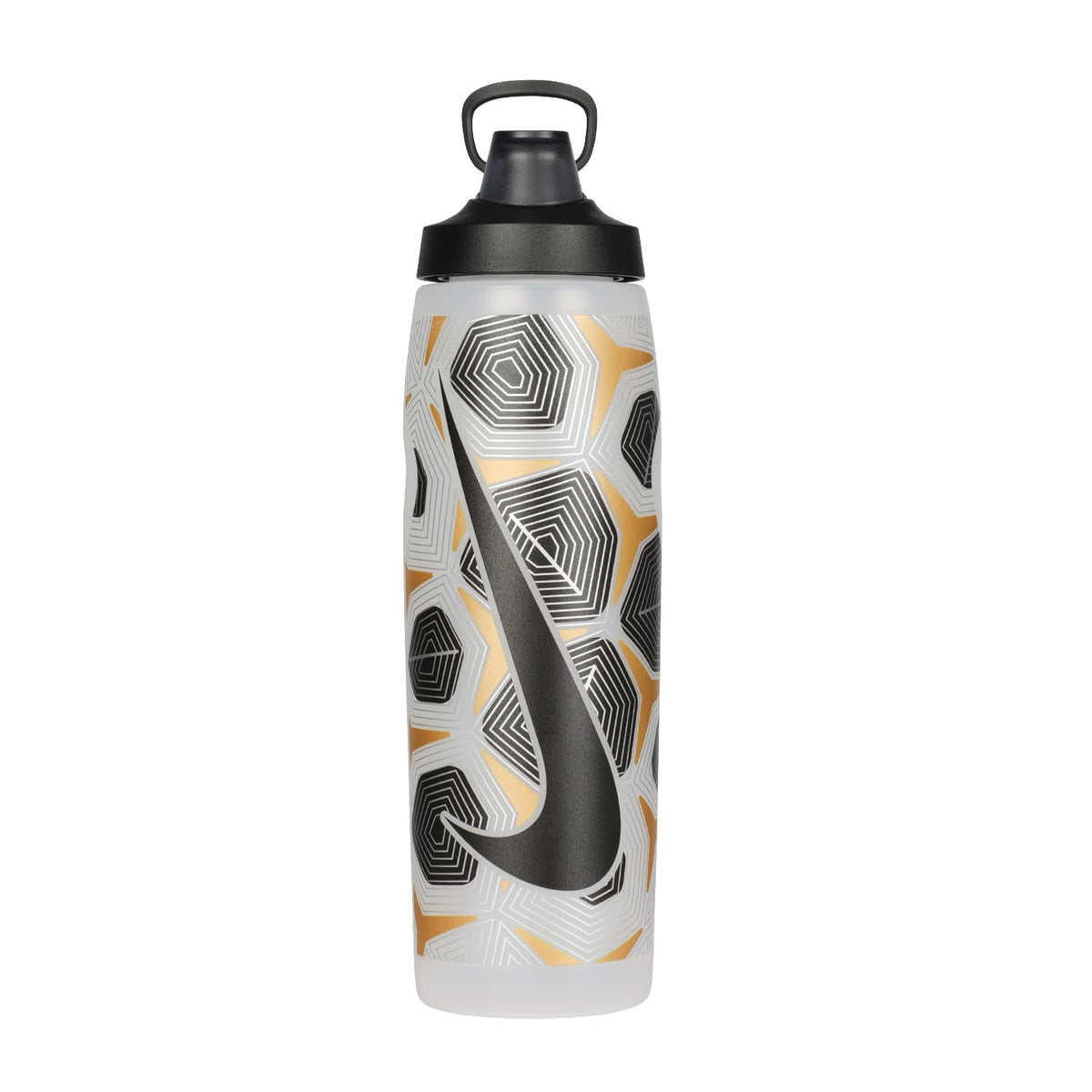 Nike REFUEL BOTTLE LOCKING LID 32 OZ GRAPHIC  CLEAR/BLACK/FLT GOLD/FLT SILVER/BLACK, 946 ML