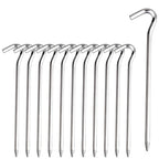 Tent Pegs - 12Pcs Aluminium Tent Stakes Pegs With Hook - 7 Hexagon Rod Stakes Nail Spike Garden Camping Pegs For Pitching Campin