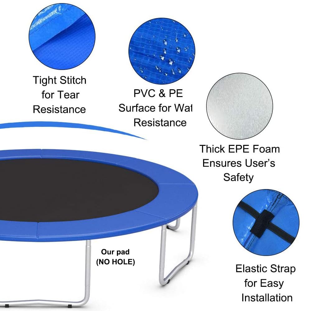 Trampoline Replacement Pad Safety Spring Cover, No Holes For Pole, Universal Fits For 10Ft Frames, Waterproof Trampoline Accesso