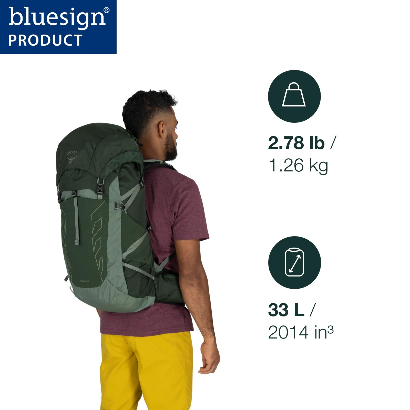 Osprey Talon 33L Mens Lightweight Hiking Backpack - Daypack for Travel & Camping, Phantom Grey/Dark Charcoal