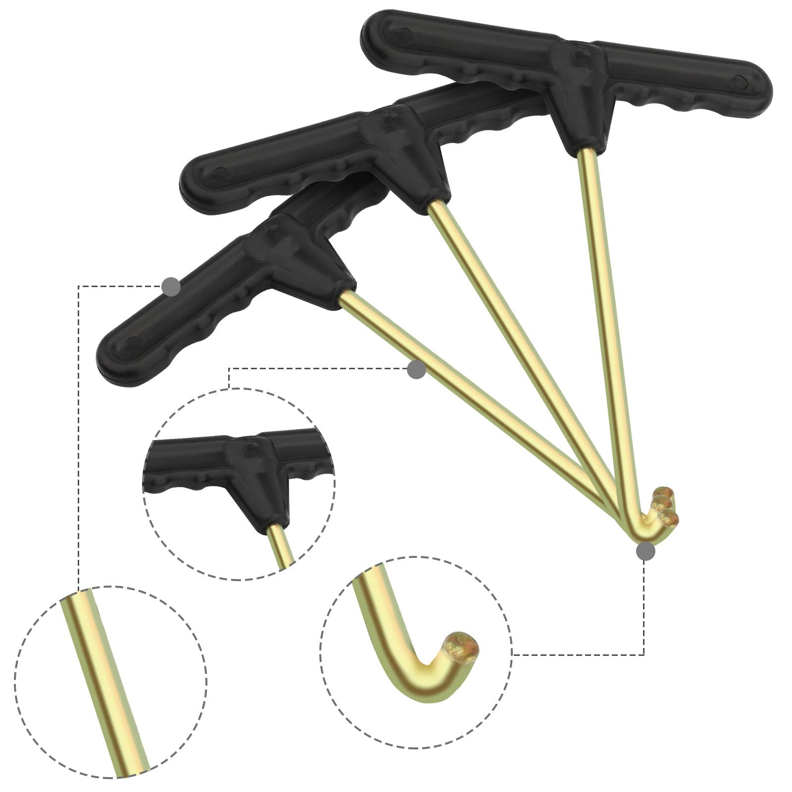 Marvelity 3 Pcs Trampoline Spring Pull Tool Kit, Trampoline Parts T-Hook Puller, Trampoline Accessories Spring Pull T-Shape Hook
