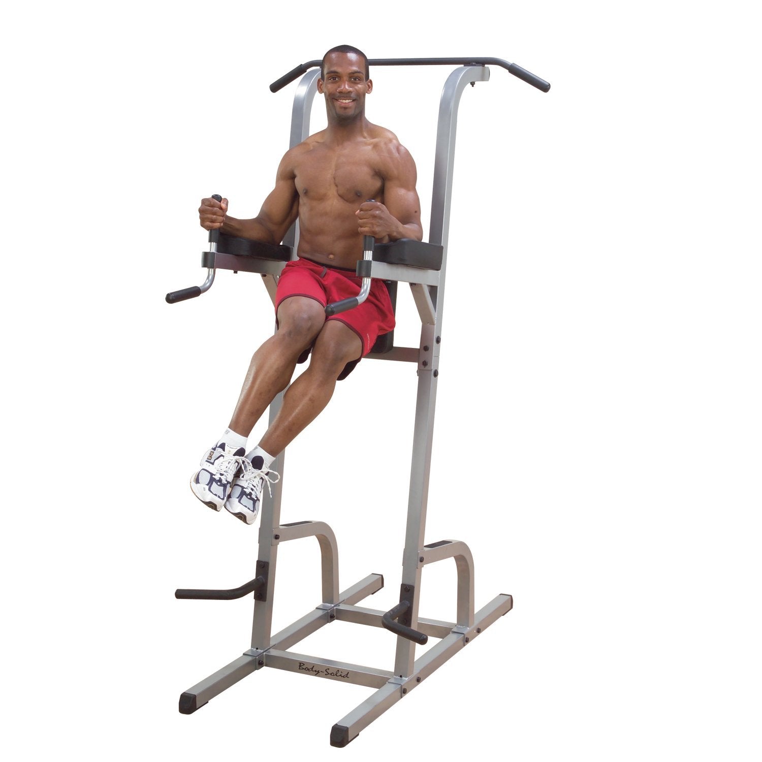 Body-Solid (GVKR82) Vertical Knee Raise Machine for Pullup and Dip Exercise, Multi Function Station Power Tower for Home Gym, Gr