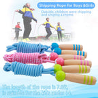 Jump Rope Kids, 7Ft Adjustable Cotton Skipping Rope With Wooden Handle For Boys And Girls Fitness Outdoor Exercise(Blue)