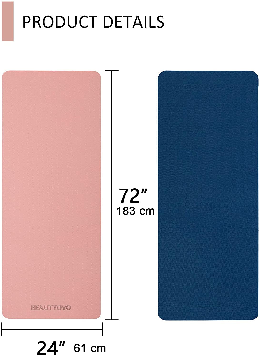 Yoga Mat With Strap, 1/3 Inch Extra Thick Double-Sided Non Slip, Professional Tpe Mats For Women Men, Workout Yoga, Pilates And