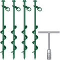 Zhengmy 4 Pcs Ground Anchors Screw In, 12 Inch Heavy Duty Tent Stakes With Trampoline Anchor Hook Ground Stakes For Camping Tent