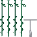 Zhengmy 4 Pcs Ground Anchors Screw In, 12 Inch Heavy Duty Tent Stakes With Trampoline Anchor Hook Ground Stakes For Camping Tent
