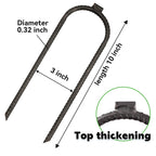 Extra-Large 10''X3'' Heavy Rebar Trampoline Wind Stakes Safety Ground Anchor - Duty Steel U Stakes - Black