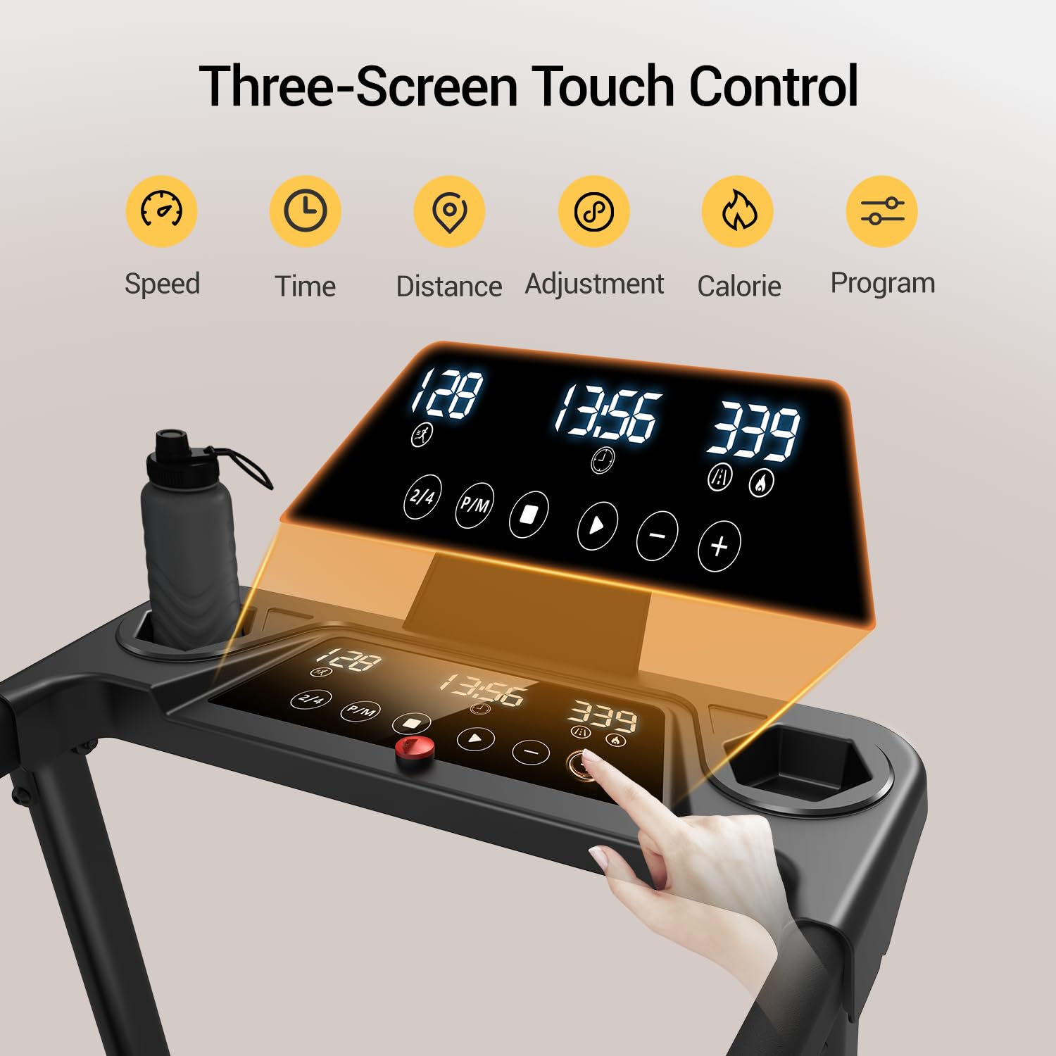 16% Incline Treadmill with Handles, 3-in-1 Portable Treadmills for Home and Office, Foldable Treadmills with 300 Lbs Weight Capa