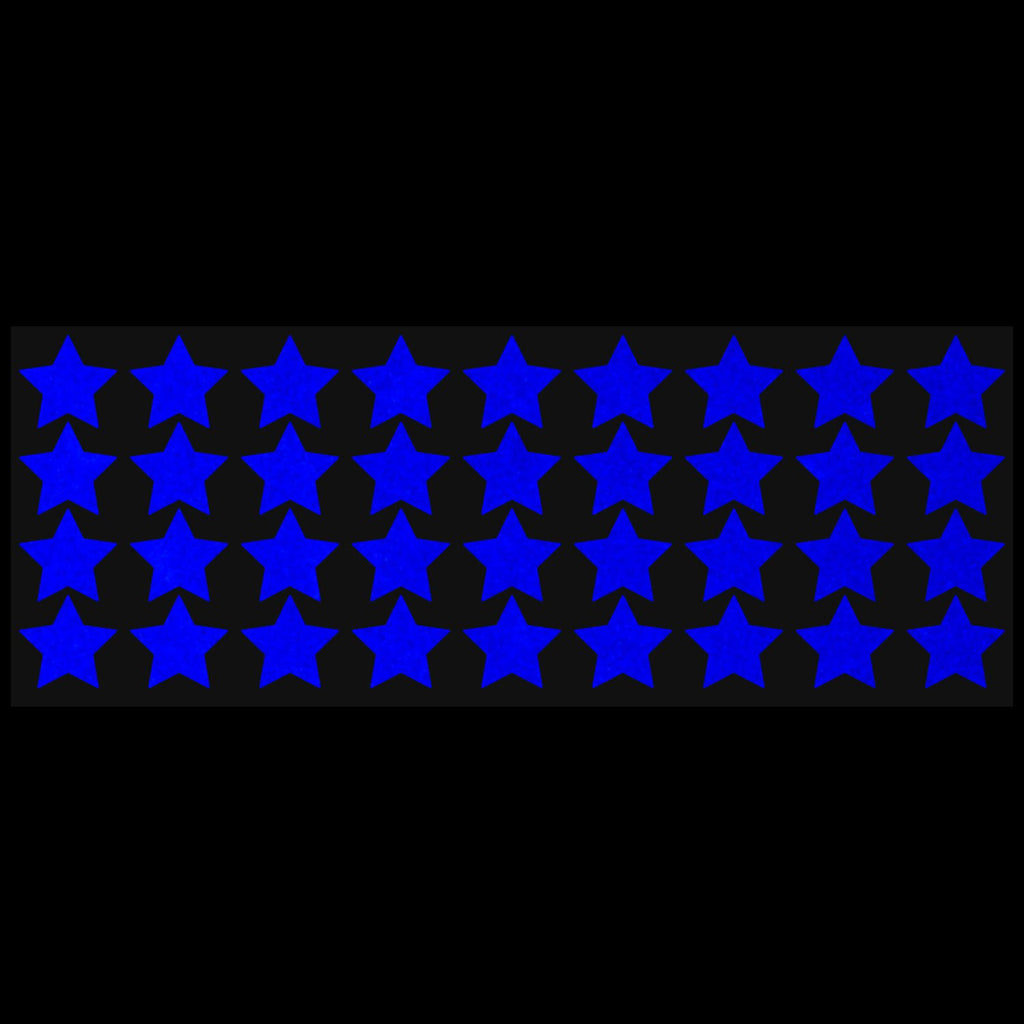Litemark Reflective Blue 1 Inch Stars Sticker Decals For Helmets, Bicycles, Strollers, Wheelchairs And More - Pack Of 36