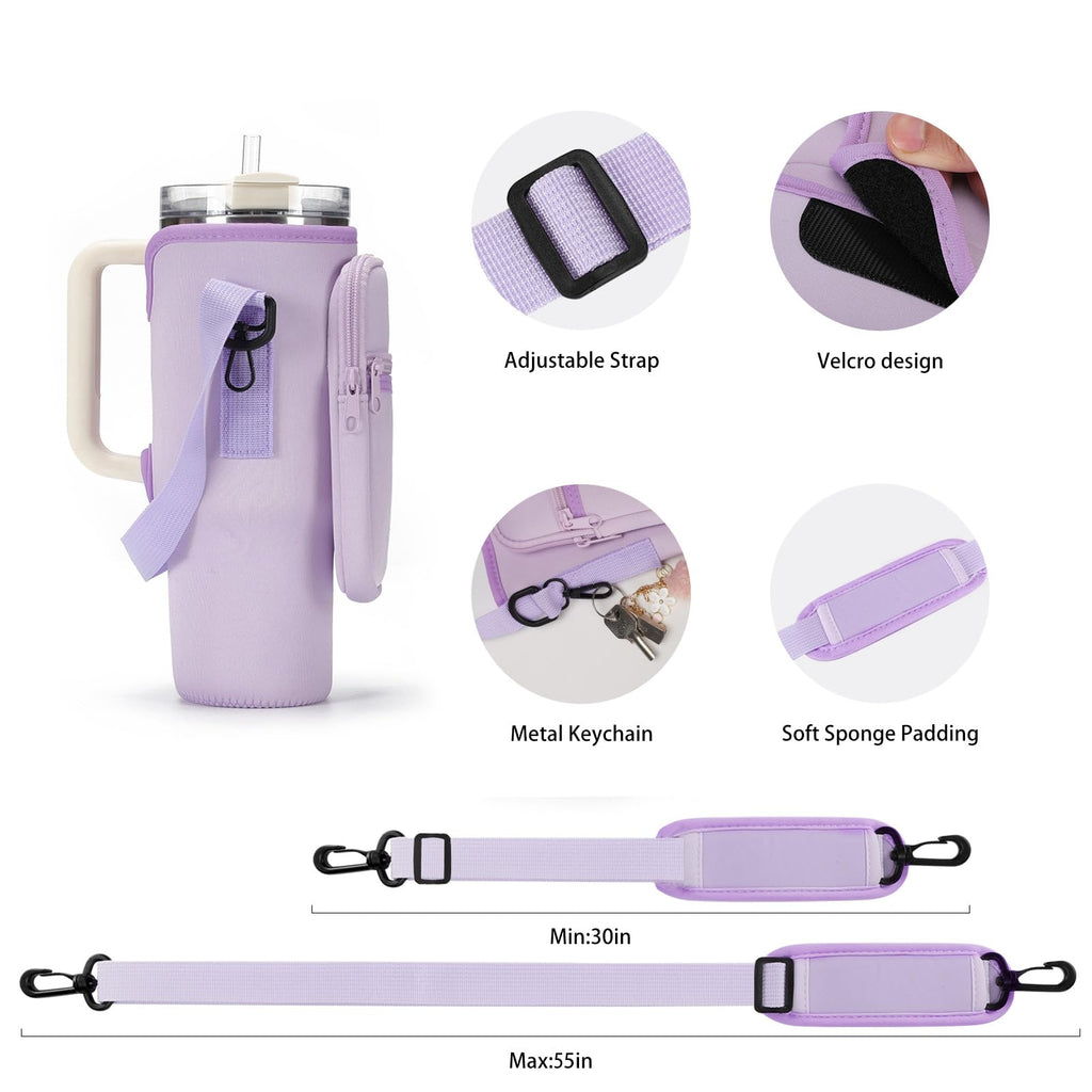 Goewy Water Bottle Carrier Bag For Stanley 40Oz Tumbler With Phone Pocket Water Bottle Holder With Strap Neoprene Water Bottle P