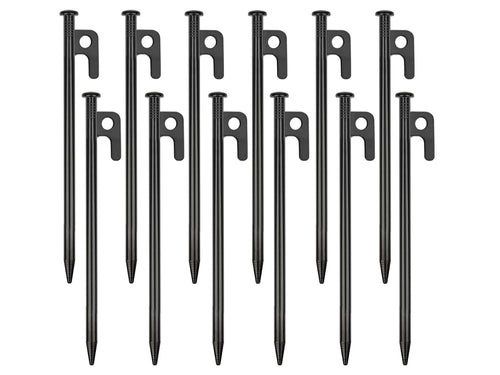 12 Pack Tent Stakes Heavy Duty Metal Tent Pegs For Camping Steel Tent Stakes 8 Inch Unbreakable And Inflexible