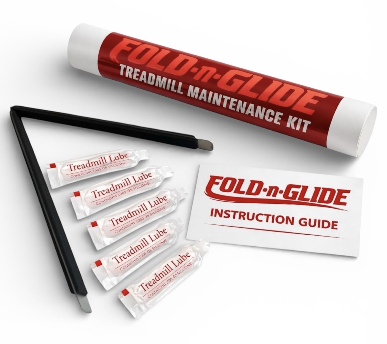 Fold-N-Glide Treadmill Maintenance Kit |Treadmill Lubricant for Belt | 5 x Lube Applications | Foldable Metal 23 Applicator Wand