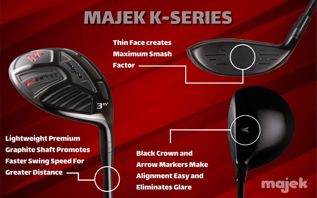 Senior Mens Majek K-Series High Launch 460Cc 10.5? Driver And 3 5 Fairway Wood Set Golf Clubs, Right Handed Senior Flex With Men