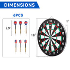 Gse 18'' Dartboard Game Set With Six 17G Steel Tip Darts, 2-In-1 Double Sided Bound Paper Baseball And Dart Board Games Set, Exc