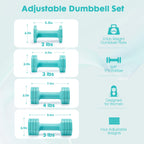 EQUIPRO Adjustable Dumbbell Set, 4 in 1 Weights for Women at Home, Hand Weights Dumbbells for Women, Each 2lb 3lb 4lb 5lb Fast A