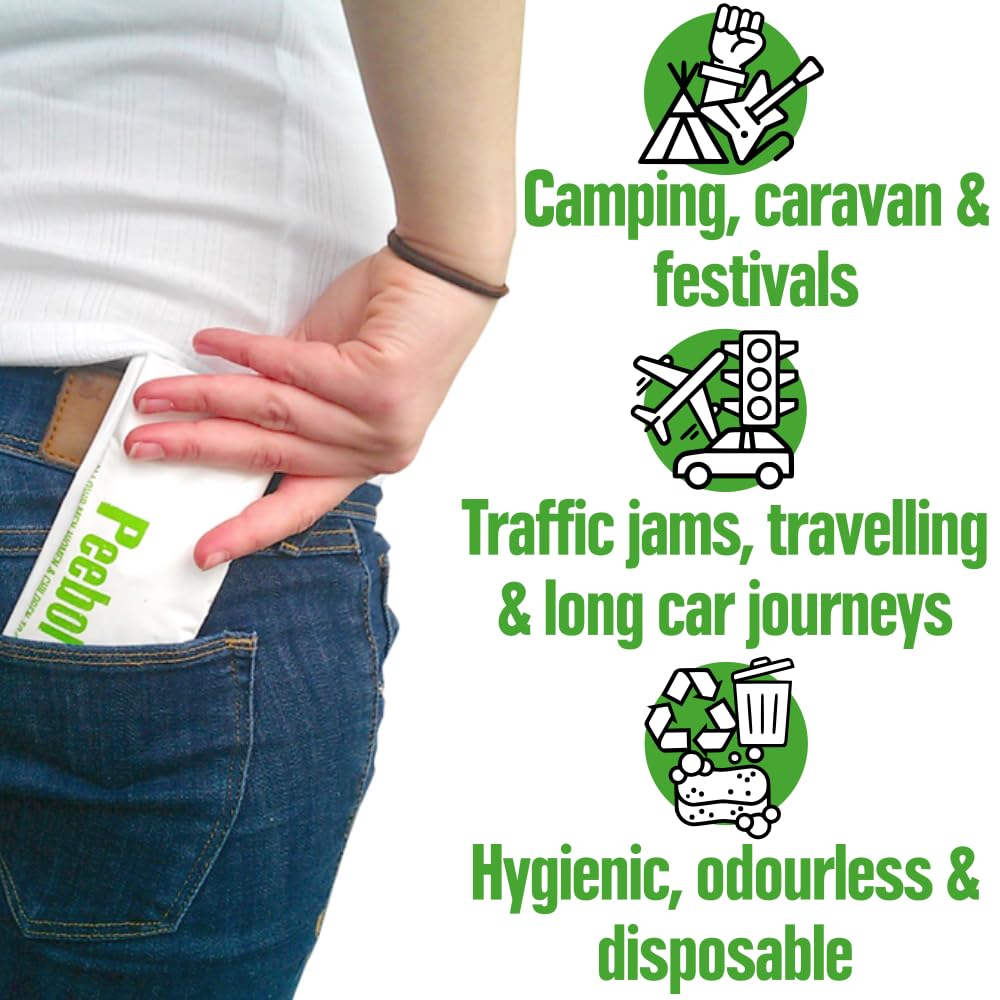 Peebol By Shewee - The Pocket-Sized Toilet - Rapidly Turns 1L Of Urine Into An Odourless, Compostable & Solid Gel. Uk Made, Disp