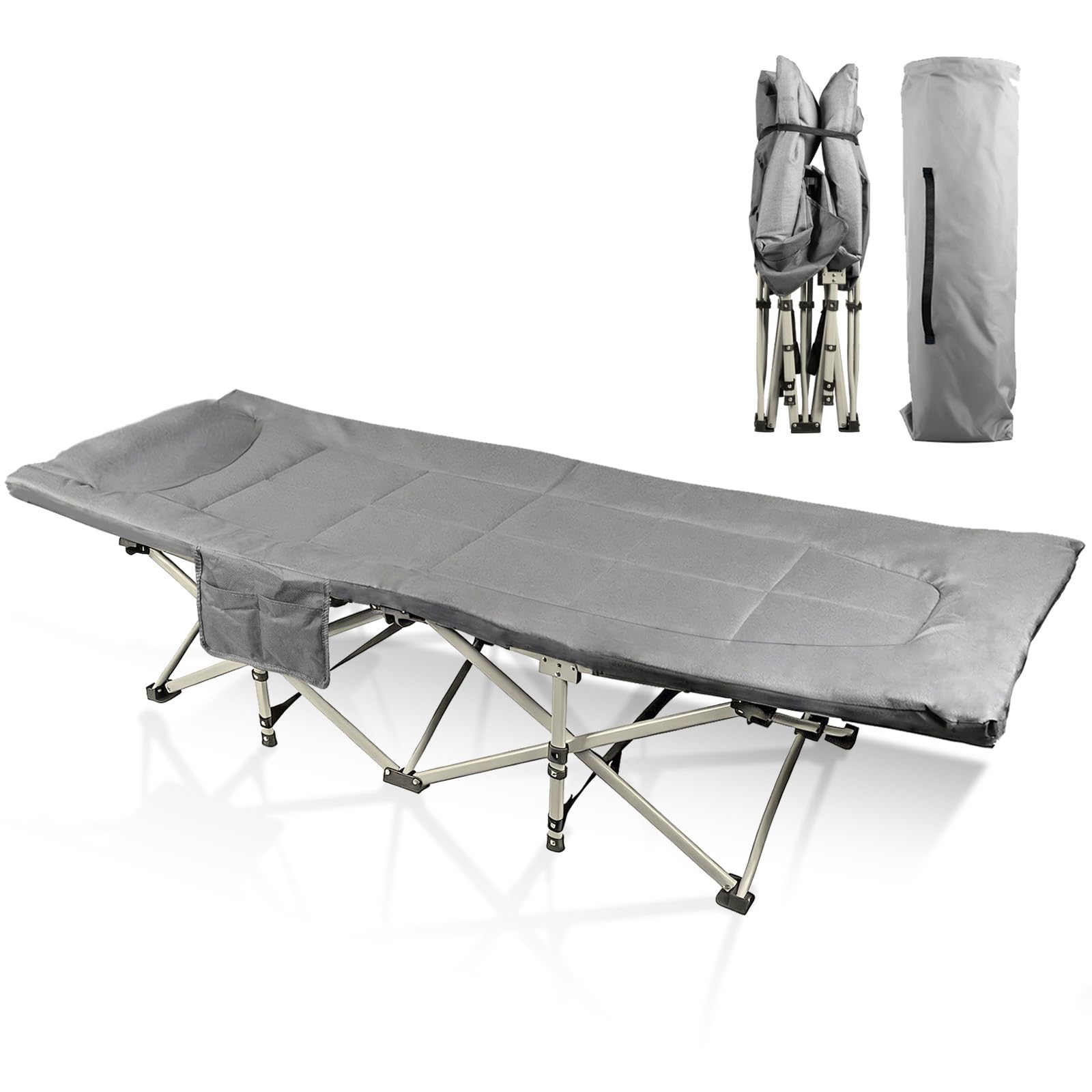 YELLOW JACKET Camping Cot with Mattress for Adults, Camping Cot for Adults with Cushion and Pillow Portable Folding Bed with Car