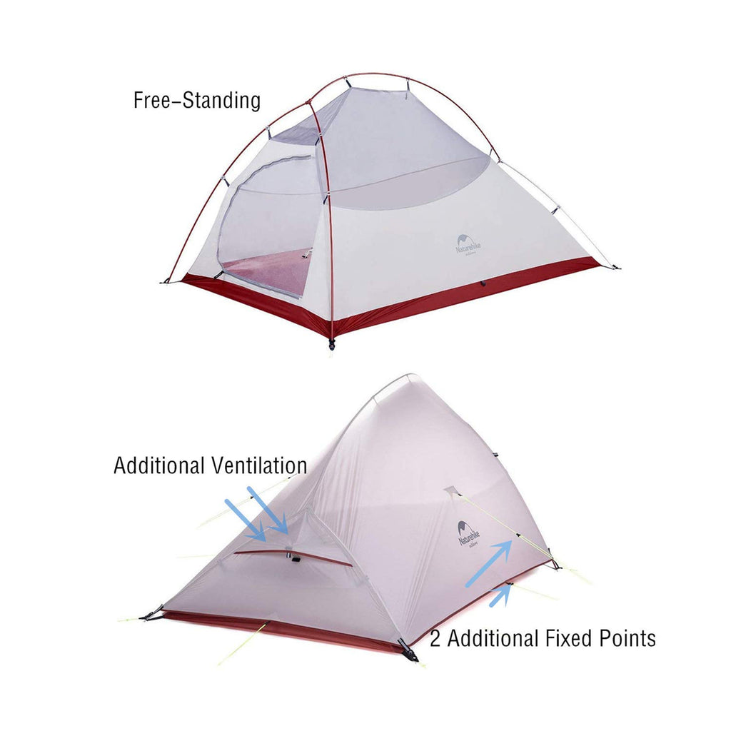 Naturehike Cloud-Up 2 Person Tent Lightweight Backpacking Tent With Footprint - Free Standing Ultralight Camping Hiking Backpack
