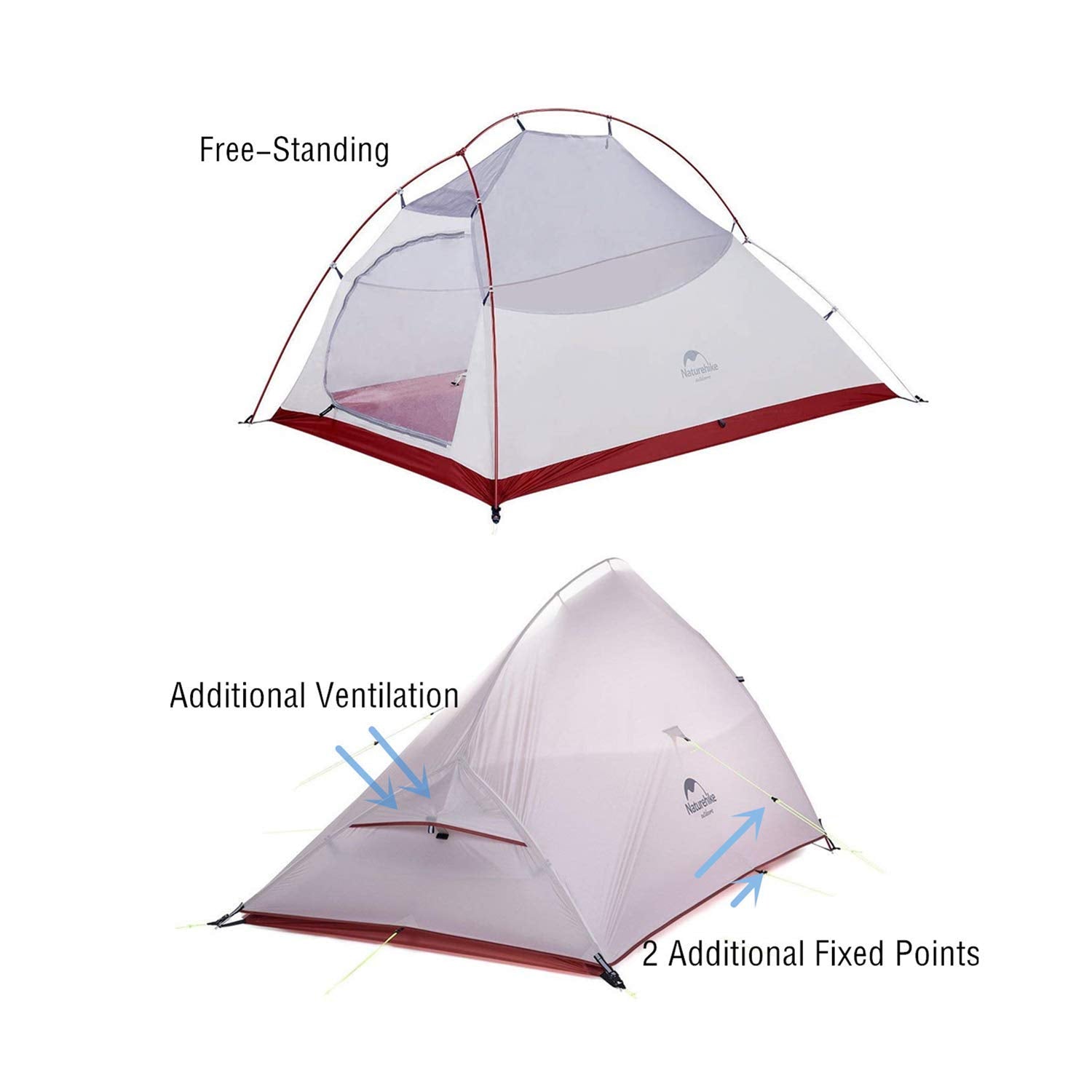 Naturehike Cloud-Up 2 Person Tent Lightweight Backpacking Tent With Footprint - Free Standing Ultralight Camping Hiking Backpack