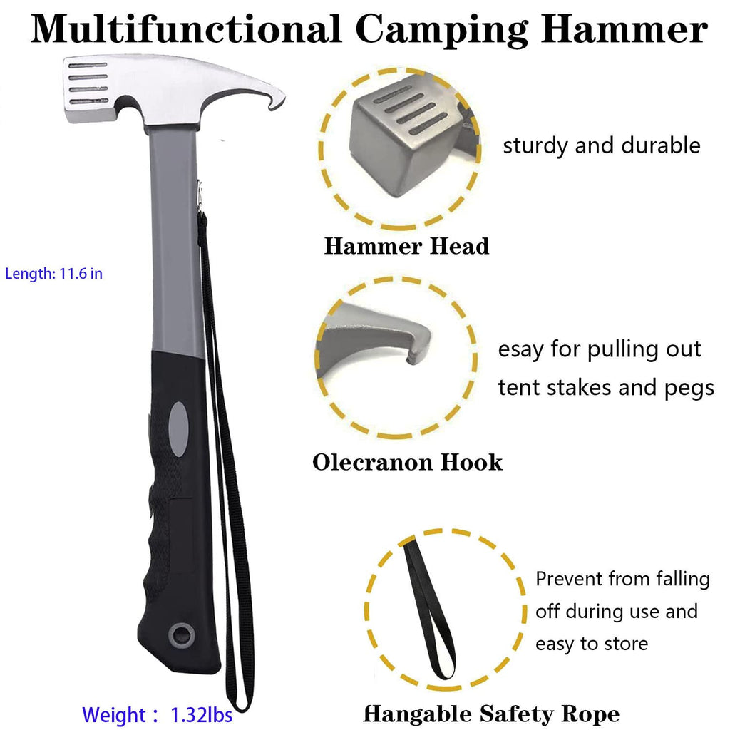 Cyauatt 10 Pcs Heavy Duty Tent Stakes And Camping Hammer Set,10In Metal Tent Stakes For Camp,Ground And Yard,Camping Tent Access