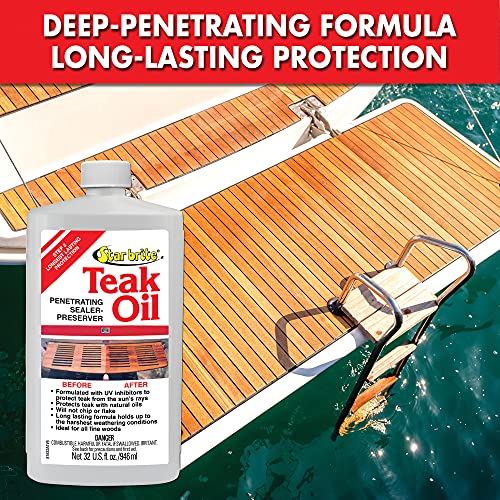 Star Brite Teak Oil - Long Lasting, Penetrating, Sealer & Preserver With Uv Inhibitors - Marine Grade For The Harshest Weather C