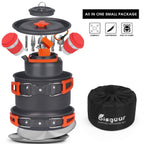 Bisgear Camping Cookware Kettle Backpacking Stove Mess Kit, Camping Pots And Pans Set With Cups Plates Utensils, Camping Kitchen
