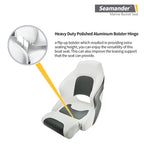 Seamander Premier Series Captain Bucket Seat With Flip Up Bolster, Boat Seat Suitable For Fishing And Pontoon Boats