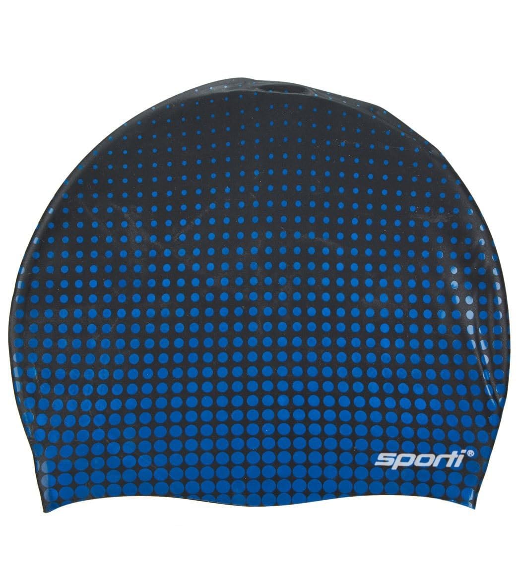 Sporti Molecule Silicone Swim Cap - Blue/Black