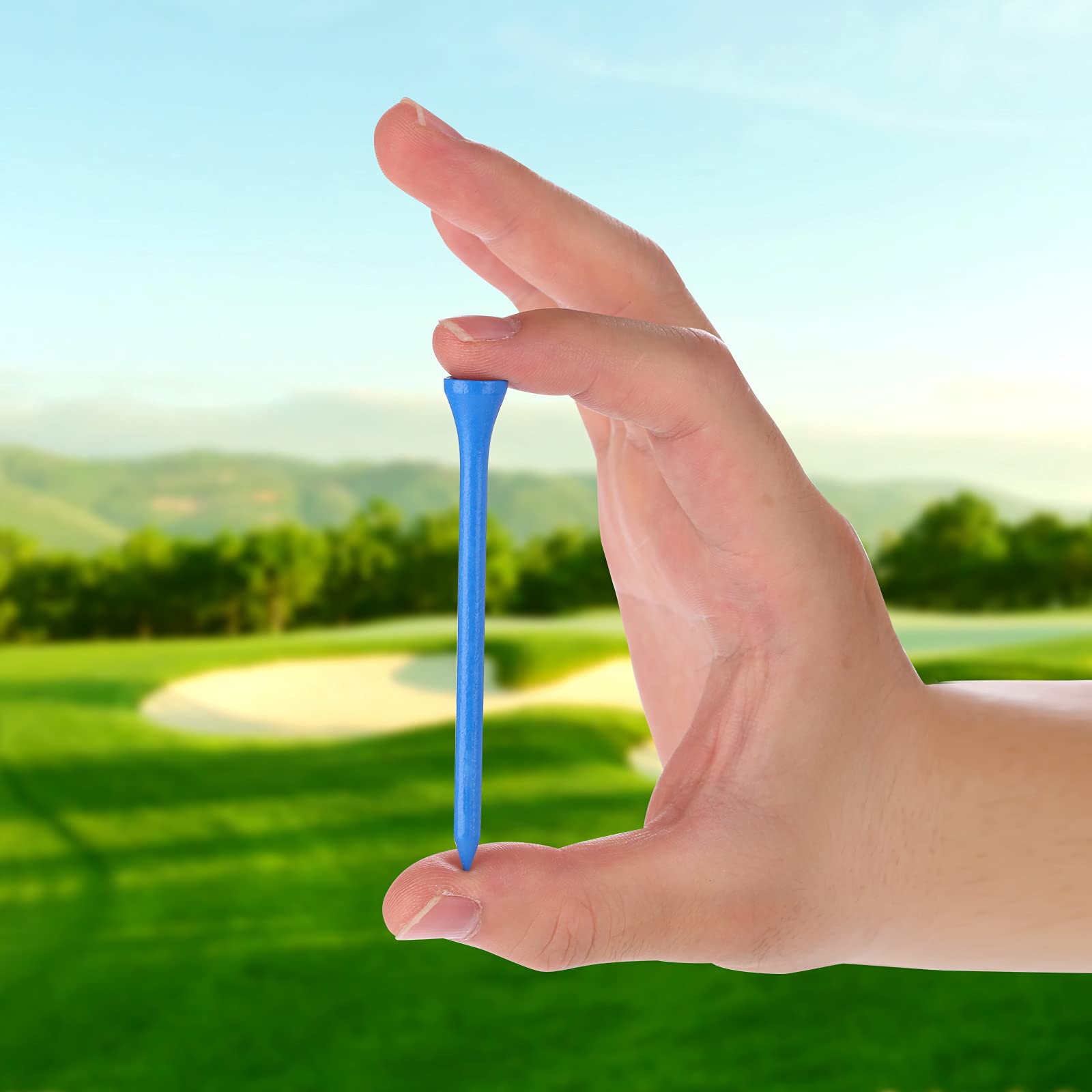 Gfgl Golf Tees (Blue) Durable Bamboo Tees 100Pcs 3-1/4'' Friendly Biodegradable Material Reduce Friction Side Spin More Stable