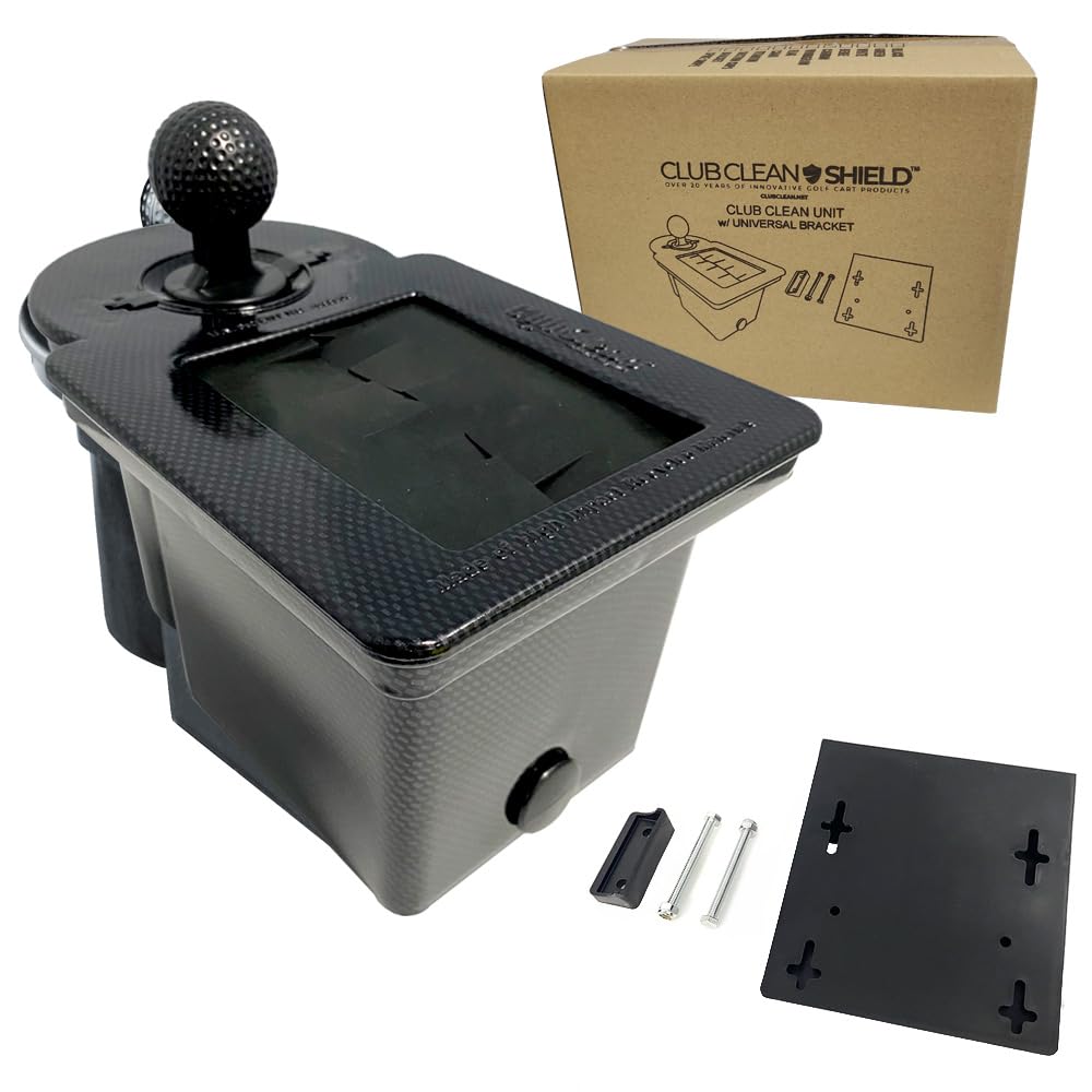 Club Clean - Original Ball and Club Cleaner/Washer with Universal Bracket for Golf Cars - Home Use - Single Chamber, Carbon Fibe