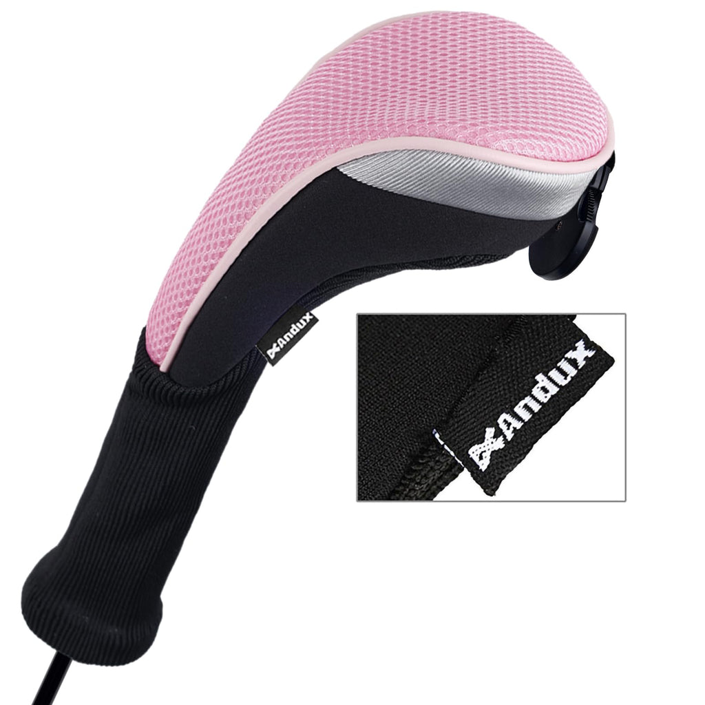 Andux 3Pcs/Pack Long Neck Golf Hybrid Club Head Covers Dial No. Tag Ctmt-02 Pink