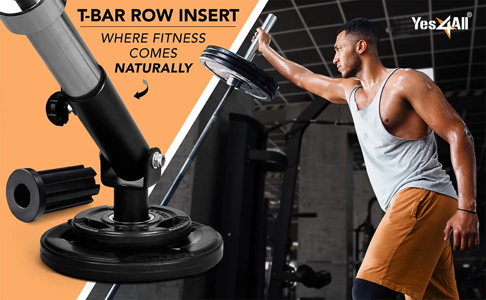 Yes4All T-Bar Row Plate Post Insert Landmine - Fit 2    Olympic Bars - Full 360    Swivel & Easy To Install (Black)