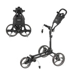 Kvv 3 Wheel Compact Flat Folding Design Golf Push Cart With Lightweight And Sturdy Aluminum Frame, Charcoal