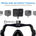 Octomask - Frameless Dive Mask W/Mount For All Gopro Hero Cameras For Scuba Diving, Snorkeling, Freediving (Black)