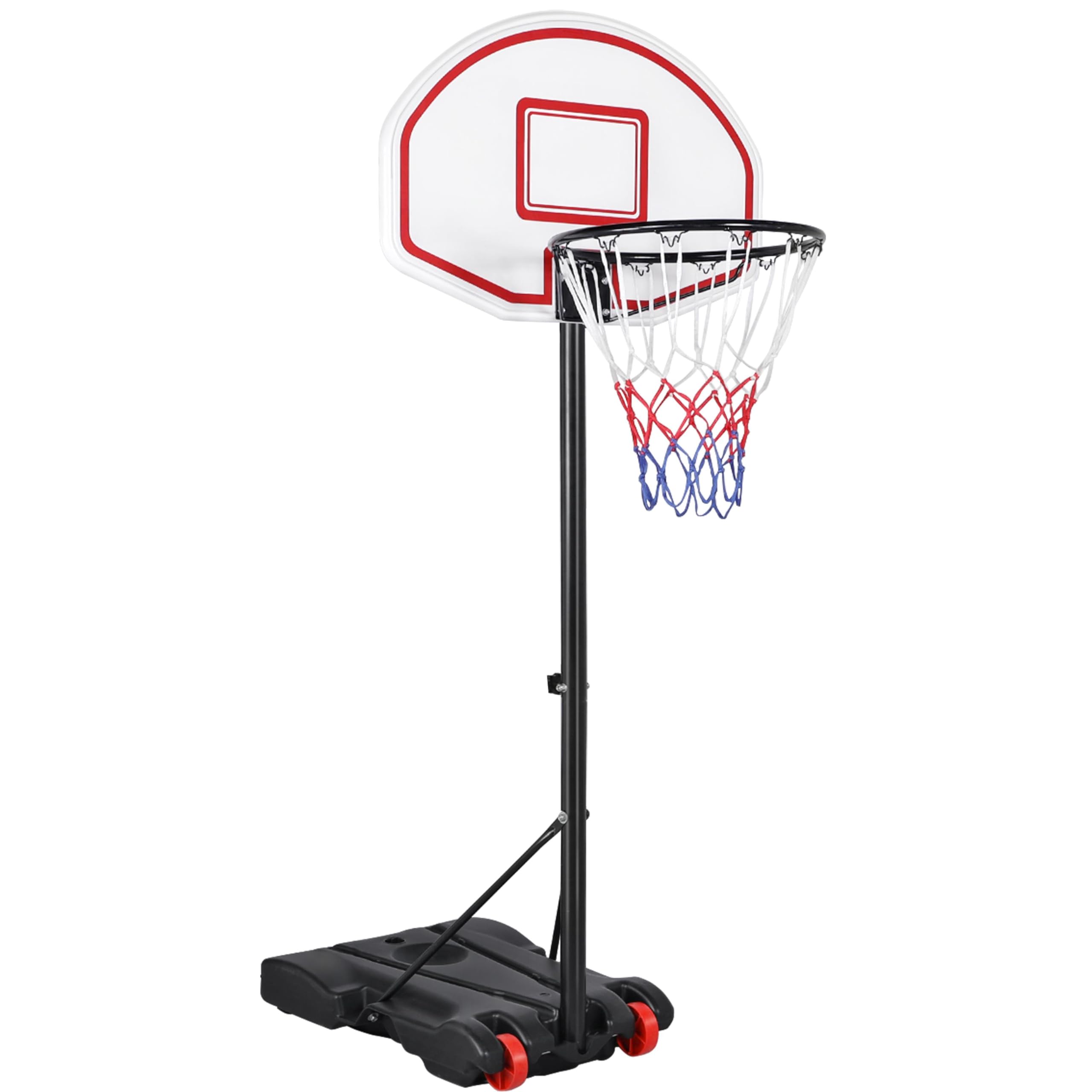 Yaheetech Portable Basketball Hoop for Kids/Youth Outdoor/Indoor Basketball Goals Stand 6.4-8.2ft Height Adjustable, Red