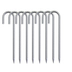 Ok5Star 8 Pack 16'' Galvanized Rebar Stakes Heavy Duty J Hook Ground Anchors, Curved Steel Tent Stakes Anti Rust Steel Ground St