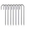 OK5STAR Rebar Stakes 16 inch, 3/8 Diameter Heavy Duty J Hook Stakes 8 Pack, Galvanized Anti-Rust Ground Anchor Long Tent Stakes 